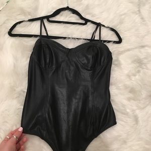 Faux leather body suit